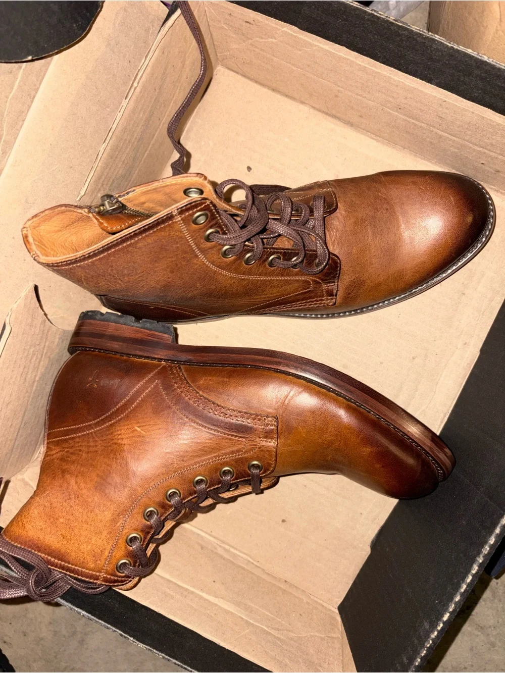Frye Cognac Leather Chukka Lace-Up Boots